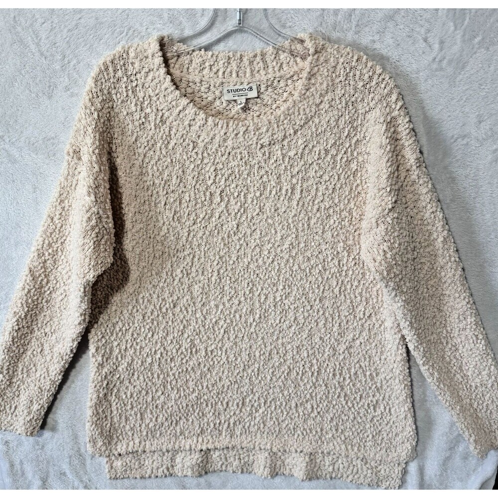 Studio B By Bobeau Pale Pink Textured Popcorn Sweater Women's Large - Picture 13 of 13